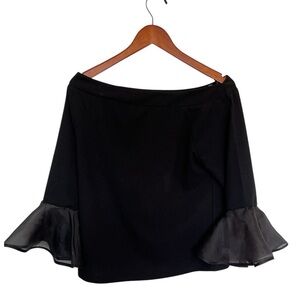 Essential Milano Black off the shoulder top Sheer Flare Sleeves size medium